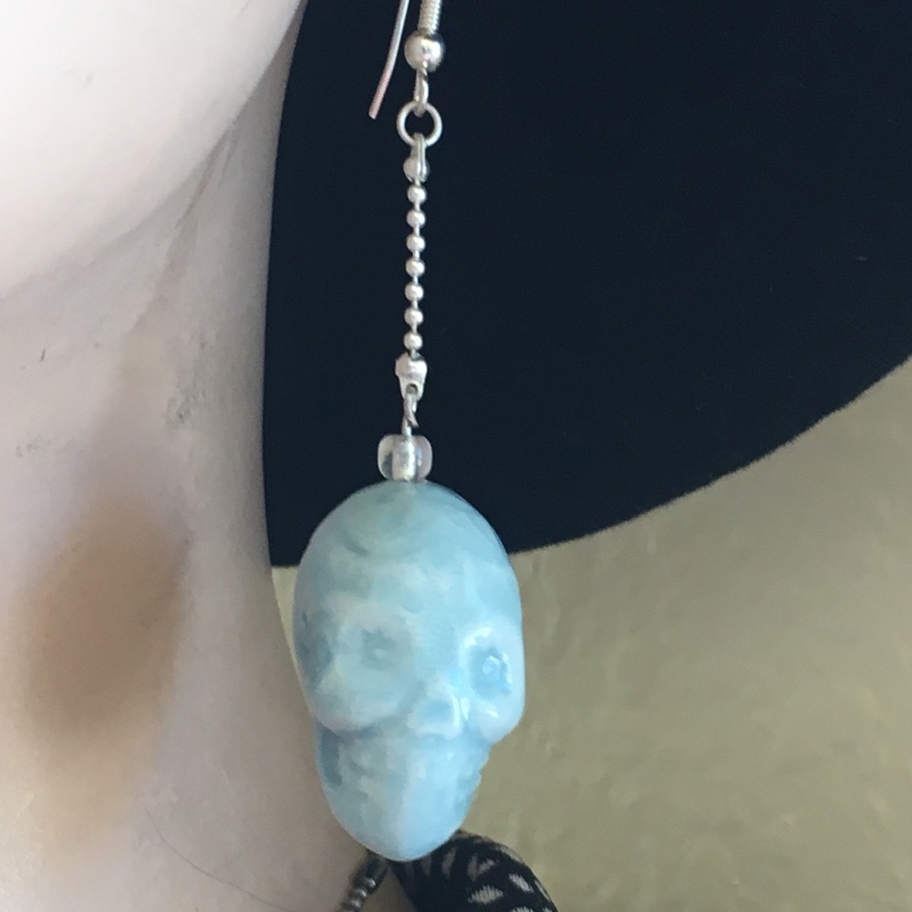 Pierced SS drop skeleton earring